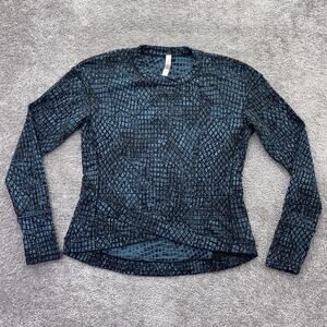 lululemon athletica Long Sleeve Crew Top in Teal and Black Print
